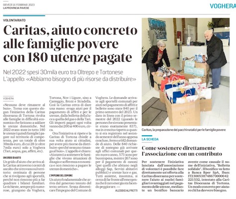Aiuto concreto della Caritas alle famiglie povere con 180 utenze pagate